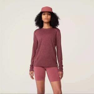 Allbirds Women's Soft Merino Wool Blend Long Sleeve Tee Burgundy Long Sleeve Tee
